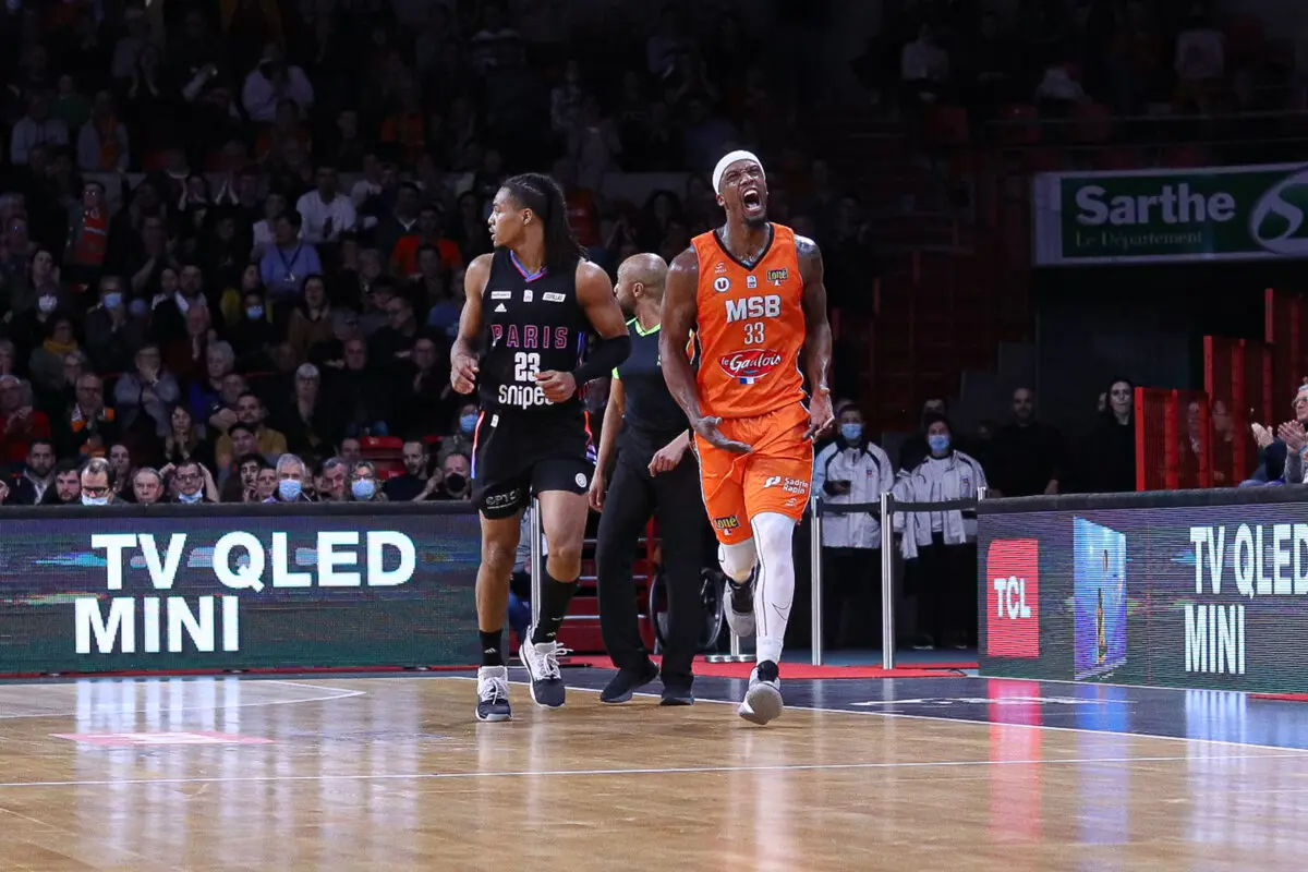 Dante Cunningham (Le Mans) face à Paris Basketball, Betclic ELITE, 5 mars 2022