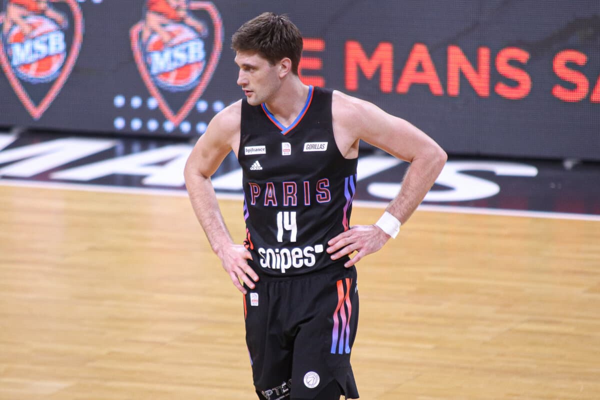 Dustin Sleva (Paris Basketball) face à Le Mans, Betclic ELITE, 5 mars 2022